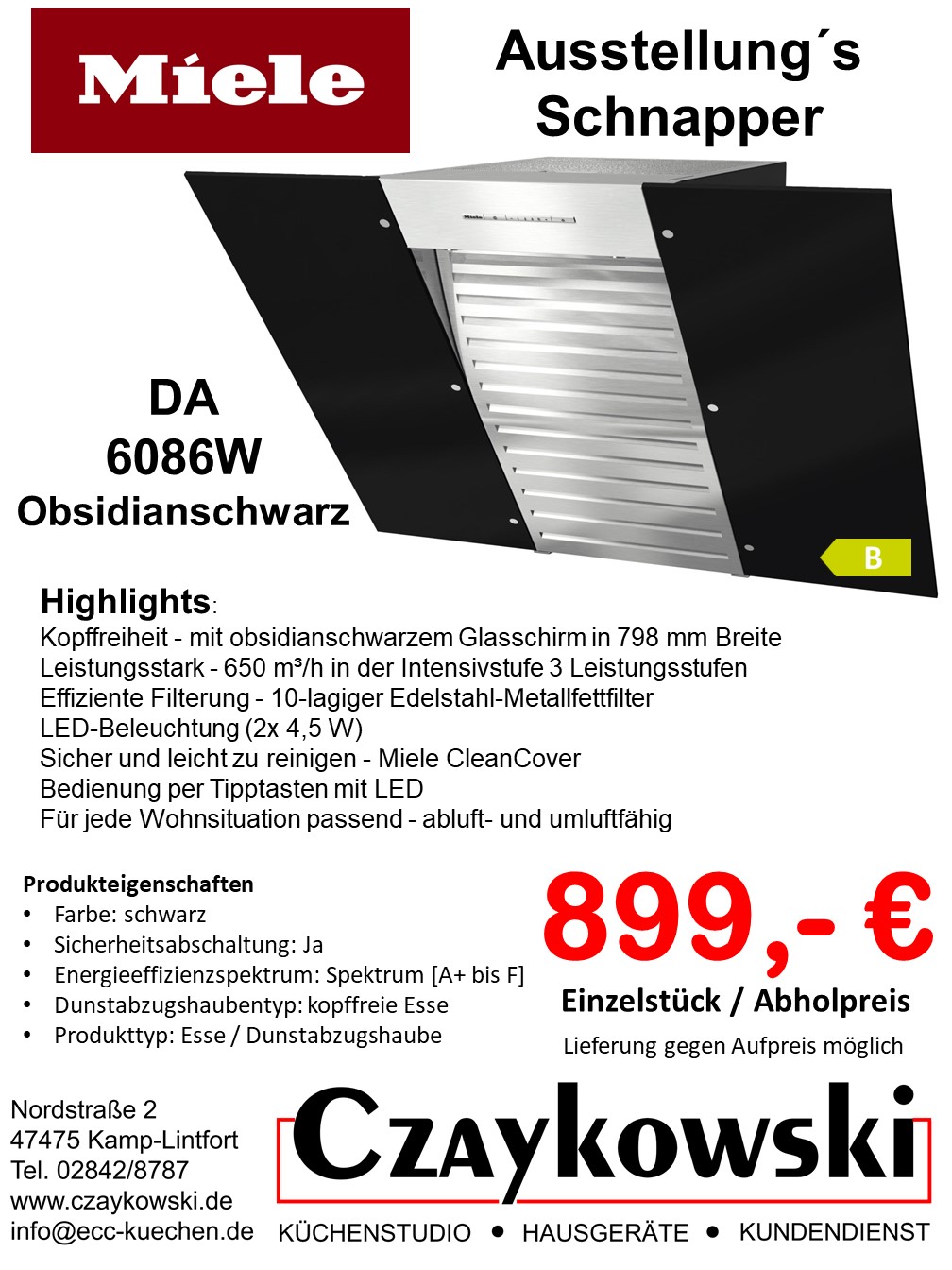 Miele kopffrei Haube Austeller Angebot 